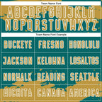 Custom Teal Old Gold-White Abstract Fragment Art Sublimation Soccer Uniform Jersey