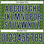 Custom Navy Neon Green-White Geometric Arrow Sublimation Soccer Uniform Jersey