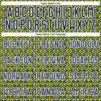 Custom Navy Neon Yellow-White Geometric Arrow Sublimation Soccer Uniform Jersey