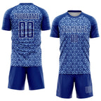 Custom Royal Light Blue-White Geometric Arrow Sublimation Soccer Uniform Jersey