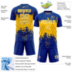 Custom Royal Yellow-White Abstract Splatter Grunge Art Sports Sublimation Soccer Uniform Jersey