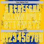 Custom Royal Yellow-White Abstract Splatter Grunge Art Sports Sublimation Soccer Uniform Jersey