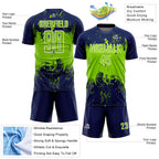 Custom Navy Neon Green-White Abstract Splatter Grunge Art Sports Sublimation Soccer Uniform Jersey
