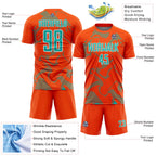Custom Orange Aqua-White Curve Lines Sports Sublimation Soccer Uniform Jersey