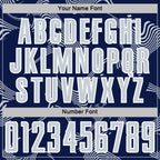 Custom Navy Silver-White Curve Lines Sports Sublimation Soccer Uniform Jersey