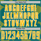 Custom Teal Gold-White Curve Lines Sports Sublimation Soccer Uniform Jersey