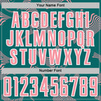 Custom Teal Medium Pink-White Curve Lines Sports Sublimation Soccer Uniform Jersey