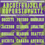 Custom Purple Neon Green-White Curve Lines Sports Sublimation Soccer Uniform Jersey