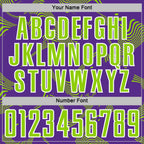 Custom Purple Neon Green-White Curve Lines Sports Sublimation Soccer Uniform Jersey