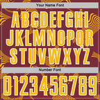 Custom Burgundy Gold-White Curve Lines Sports Sublimation Soccer Uniform Jersey