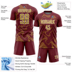 Custom Burgundy Old Gold-White Curve Lines Sports Sublimation Soccer Uniform Jersey