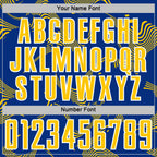 Custom Royal Yellow-White Curve Lines Sports Sublimation Soccer Uniform Jersey