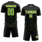 Custom Black Neon Green-White Geometric Shape Sports Sublimation Soccer Uniform Jersey