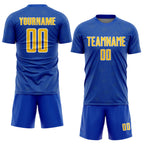 Custom Thunder Blue Yellow-White Geometric Shape Sports Sublimation Soccer Uniform Jersey