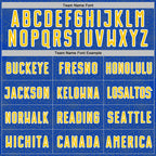 Custom Thunder Blue Yellow-White Geometric Shape Sports Sublimation Soccer Uniform Jersey