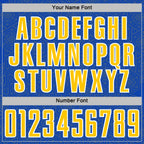 Custom Thunder Blue Yellow-White Geometric Shape Sports Sublimation Soccer Uniform Jersey