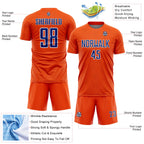 Custom Orange Royal-White Geometric Shape Sports Sublimation Soccer Uniform Jersey