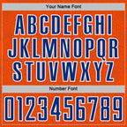 Custom Orange Royal-White Geometric Shape Sports Sublimation Soccer Uniform Jersey