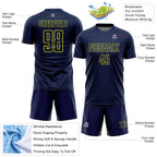 Custom Navy Neon Yellow Geometric Shape Sports Sublimation Soccer Uniform Jersey