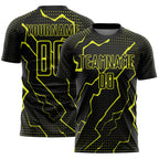Custom Black Neon Yellow Lightning Sports Sublimation Soccer Uniform Jersey
