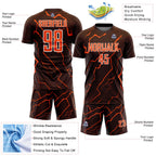 Custom Brown Orange-White Lightning Sports Sublimation Soccer Uniform Jersey