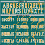 Custom Teal Old Gold-White Lightning Sports Sublimation Soccer Uniform Jersey