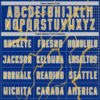 Custom Royal Old Gold-White Lightning Sports Sublimation Soccer Uniform Jersey