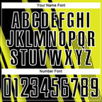 Custom Neon Yellow Black-White Lines Sports Sublimation Soccer Uniform Jersey