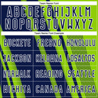 Custom Neon Green Navy-White Lines Sports Sublimation Soccer Uniform Jersey