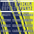 Custom Neon Yellow Navy-White Lines Sports Sublimation Soccer Uniform Jersey