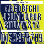 Custom Neon Yellow Navy-White Lines Sports Sublimation Soccer Uniform Jersey