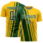 Custom Yellow Green-White Lines Sports Sublimation Soccer Uniform Jersey