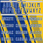 Custom Yellow Royal-White Lines Sports Sublimation Soccer Uniform Jersey