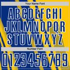 Custom Yellow Royal-White Lines Sports Sublimation Soccer Uniform Jersey