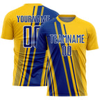 Custom Yellow Royal-White Lines Sports Sublimation Soccer Uniform Jersey