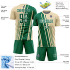 Custom Cream Kelly Green-White Lines Sports Sublimation Soccer Uniform Jersey