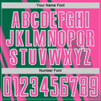 Custom Pink Kelly Green-White Lines Sports Sublimation Soccer Uniform Jersey