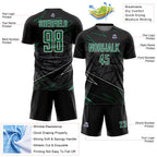 Custom Black Kelly Green-White Lines Sports Sublimation Soccer Uniform Jersey