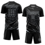 Custom Black Silver Lines Sports Sublimation Soccer Uniform Jersey
