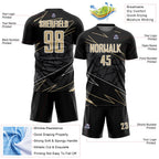 Custom Black Vegas Gold-White Lines Sports Sublimation Soccer Uniform Jersey
