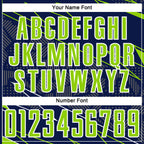 Custom Navy Neon Green-White Lines Sports Sublimation Soccer Uniform Jersey