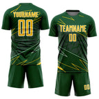 Custom Green Yellow-White Lines Sports Sublimation Soccer Uniform Jersey