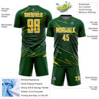 Custom Green Yellow-White Lines Sports Sublimation Soccer Uniform Jersey