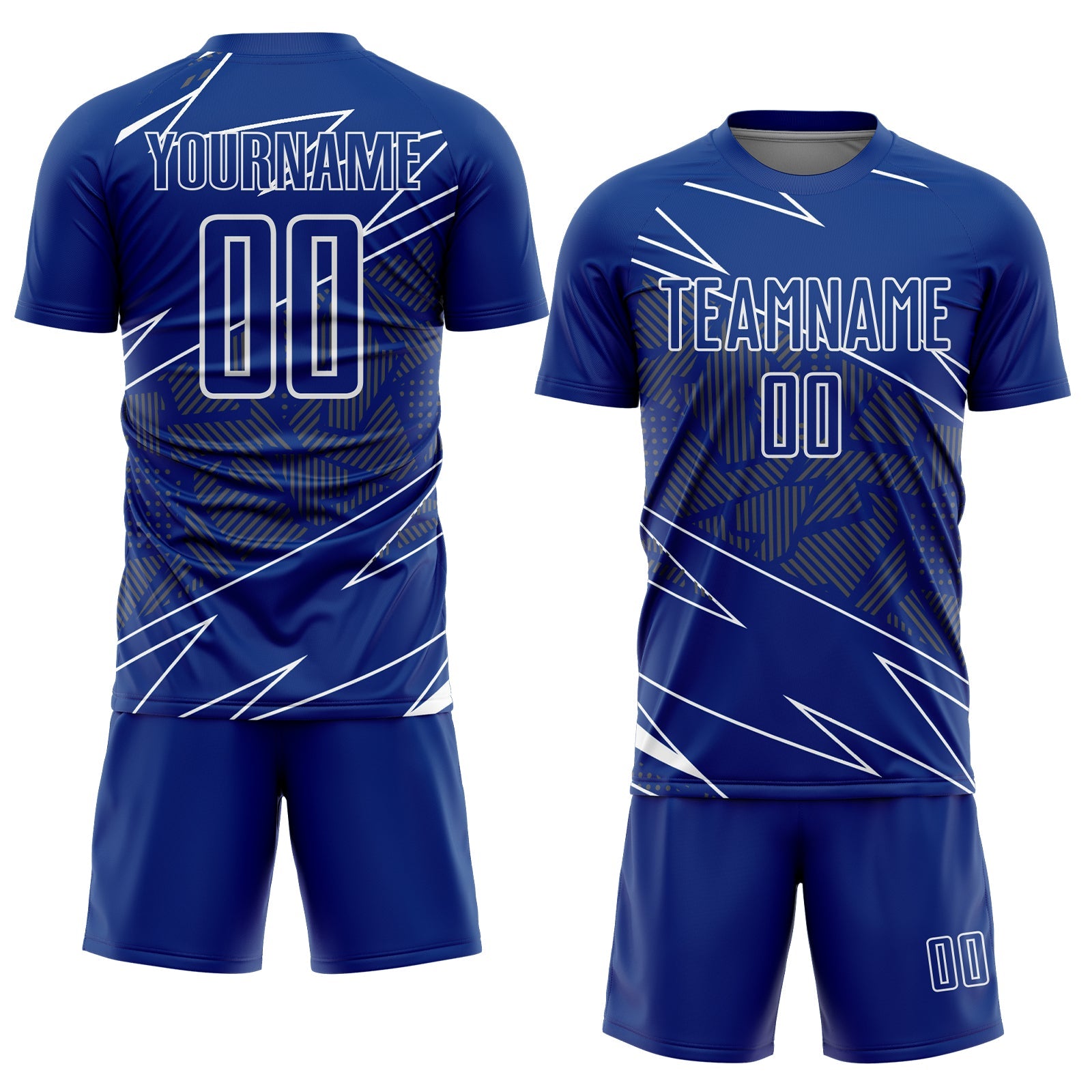Custom Royal White Lines Sports Sublimation Soccer Uniform Jersey