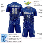 Custom Royal Gray-White Lines Sports Sublimation Soccer Uniform Jersey