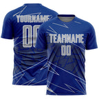Custom Royal Gray-White Lines Sports Sublimation Soccer Uniform Jersey