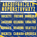 Custom Royal Yellow-White Lines Sports Sublimation Soccer Uniform Jersey