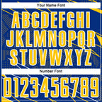 Custom Royal Yellow-White Lines Sports Sublimation Soccer Uniform Jersey