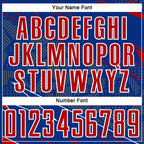 Custom Royal Red-White Lines Sports Sublimation Soccer Uniform Jersey