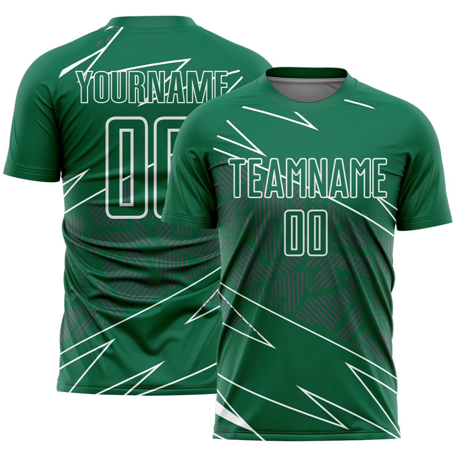 Custom Kelly Green White Lines Sports Sublimation Soccer Uniform Jersey